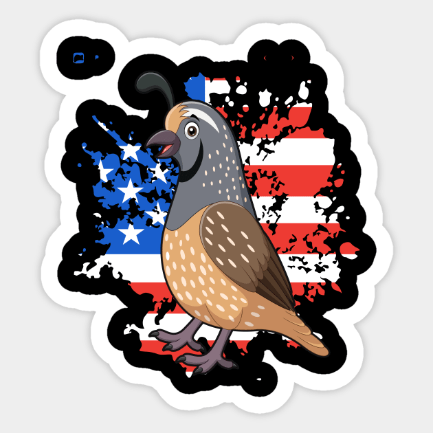 Quail American Flag Quail America - Quail - Sticker | TeePublic